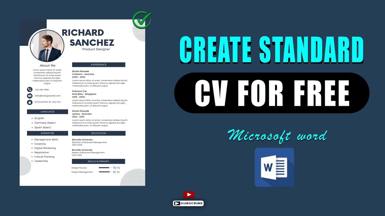 Cv Tutorialg Program HOW TO CREATE A FREE STANDARD CV | RESUME #microsoftexcel #tutorial # ...