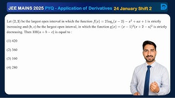 Let (2, 3) be the largest open interval in which the function f(x) = 2log (x-2)-x² + ax + 1 is .....