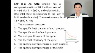 Otto Cycle Example | Otto Engine | Otto engine has a compression ratio of 20:1with an inlet of P1