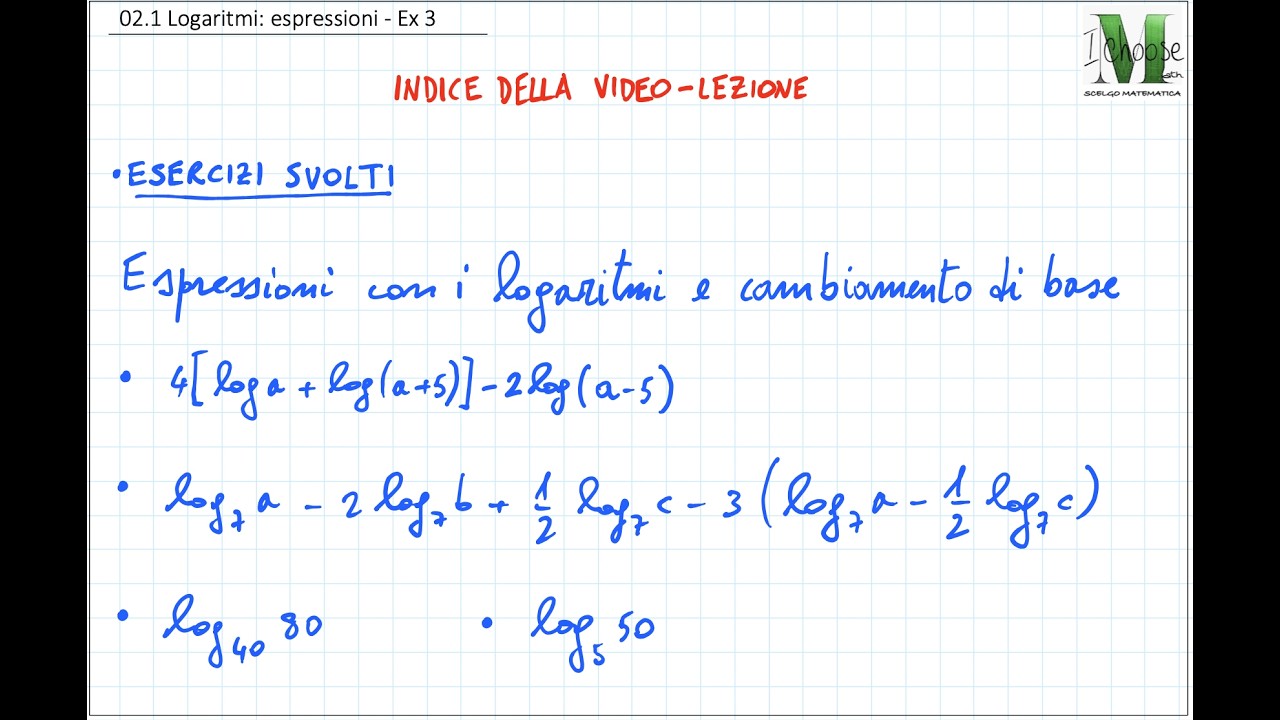 02.1 Logaritmi: espressioni - Ex 3