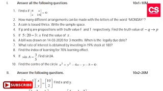 2nd PUC Basic Maths 2022 Final Examination Model Question Paper For Reference-Class Series