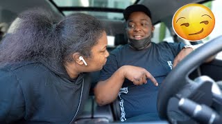 Asking My Girlfriend For Top While Driving Prank !! * GOES WELL *