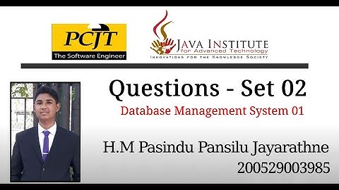 Question Set 02 | Database Management System | Java Institute