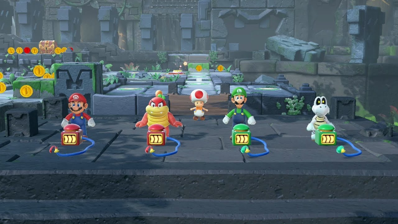 Super Mario Party Partner Party #841 Domino Ruins Treasure Hunt Mario & Pom Pom vs Luigi & Dry Bones