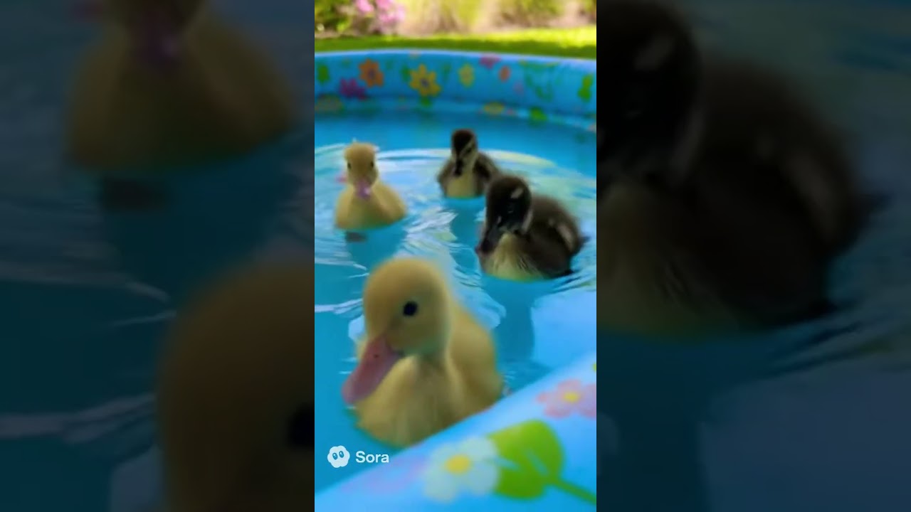 Cute swimming ducks 