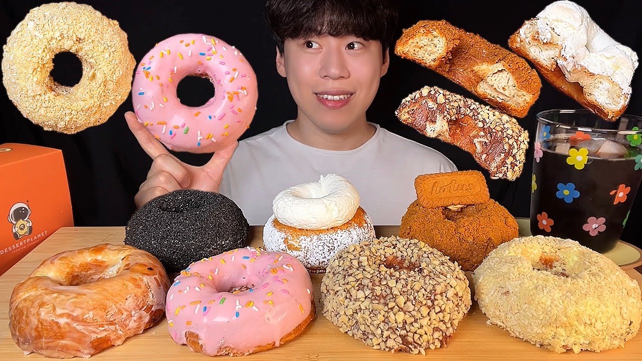 СУБ) Корейский десерт, круассаны с кремовой начинкой, мукбанг асмр