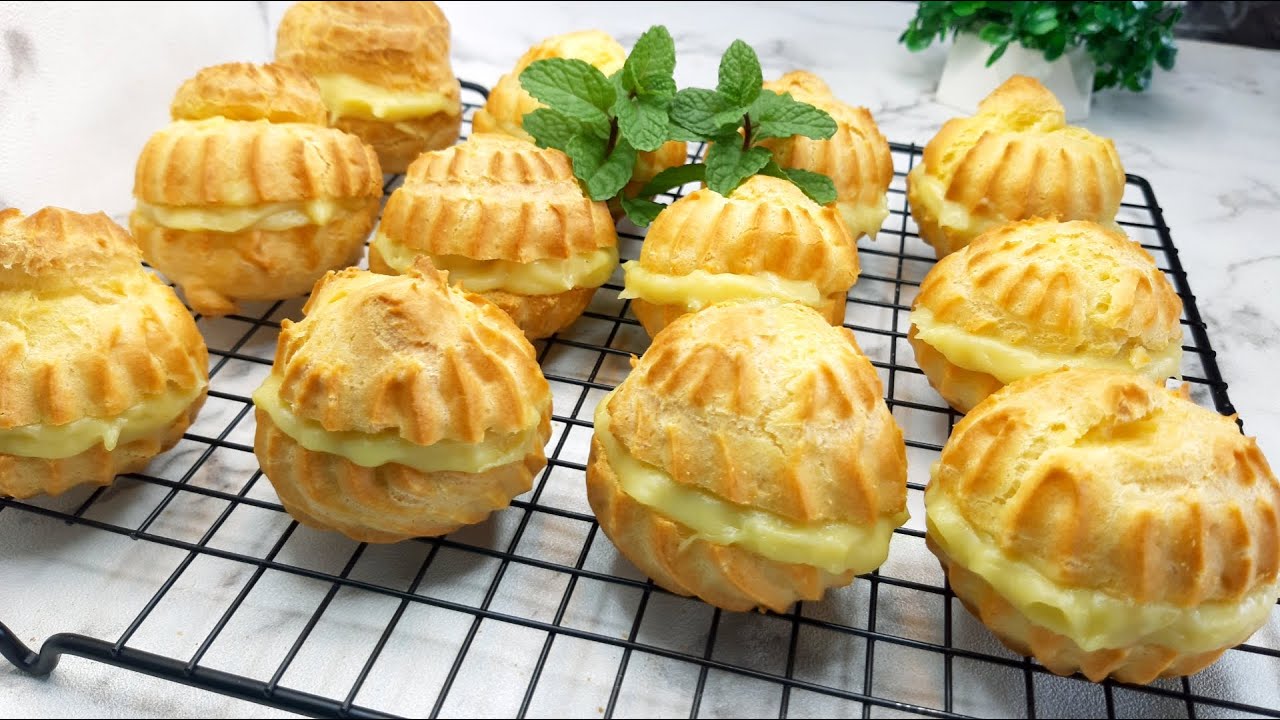 RESEP KUE SUS OVEN TANGKRING TANPA MIXER ANTI KEMPES | Kue sus vla durian