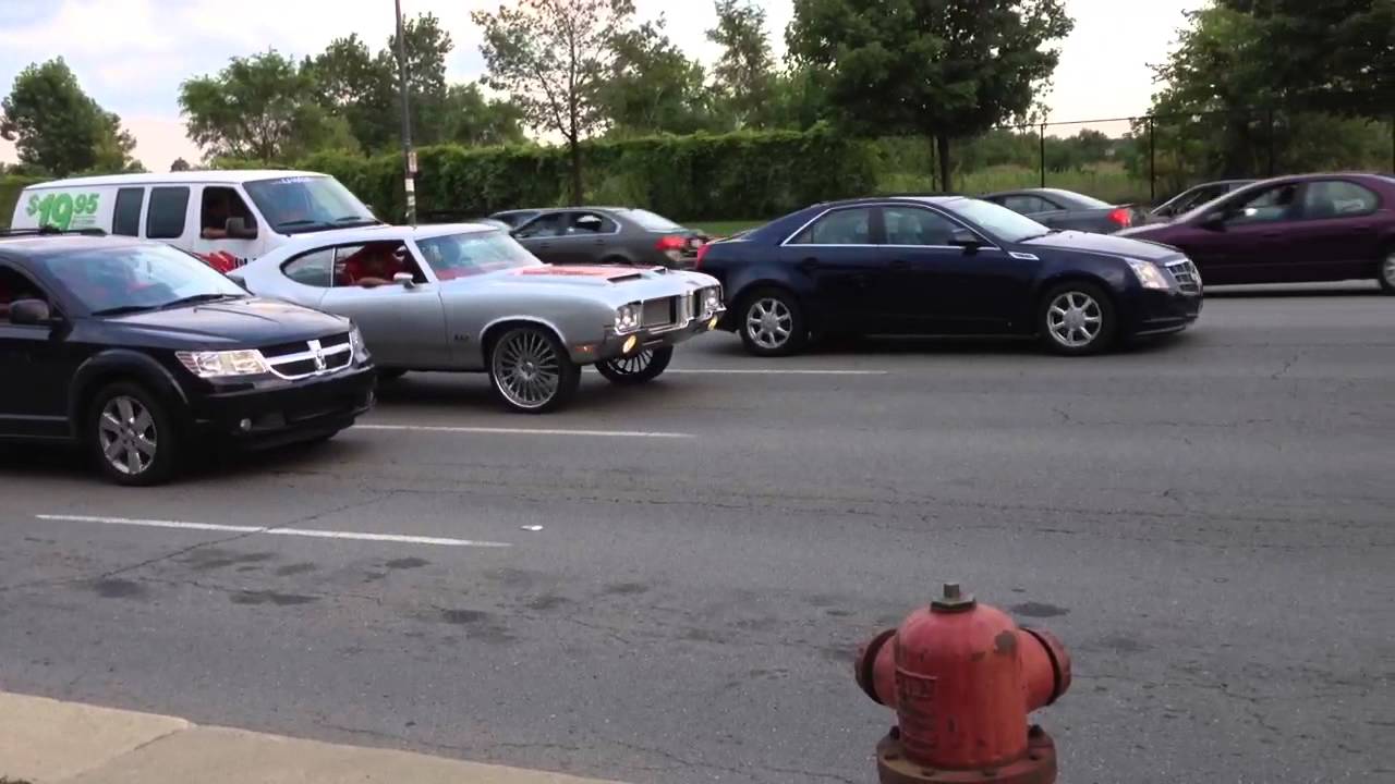 White Lac on 6s, Chevy on 4s, LS3 Cutlass on The Strip