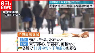 【天気】強い寒気流れ込み…関東では晩秋の寒さに  予想最高気温は、都心で16度、横浜や千葉で15度