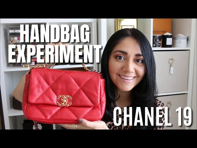 Chanel 19 large handbag, Shiny lambskin, gold-tone, silver-tone