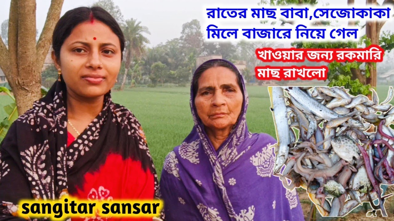রাতের মাছ বাবা,সেজকাকা মিলে বাজারে নিয়ে গেল, খাওয়ার জন্য রকমারি মাছ রাখলো!sangitar sansar 