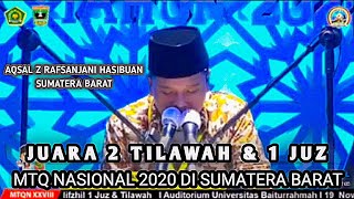 Juara 2 MHQ (Hifdzil) 1 Juz & Tilawah Putra | Kafilah SUMBAR | MTQ Nasional 2020 Di Sumatera Barat.