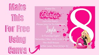 DIY Barbie Birthday Invitation Using Canva
