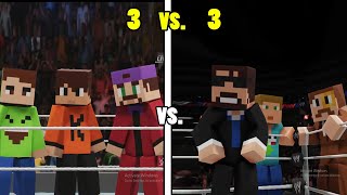 Jelly, Slogoman \& Kwebbelkop vs. SSundee, Crainer \& BiffleWiffle | WWE Minecraft Wrestling!!