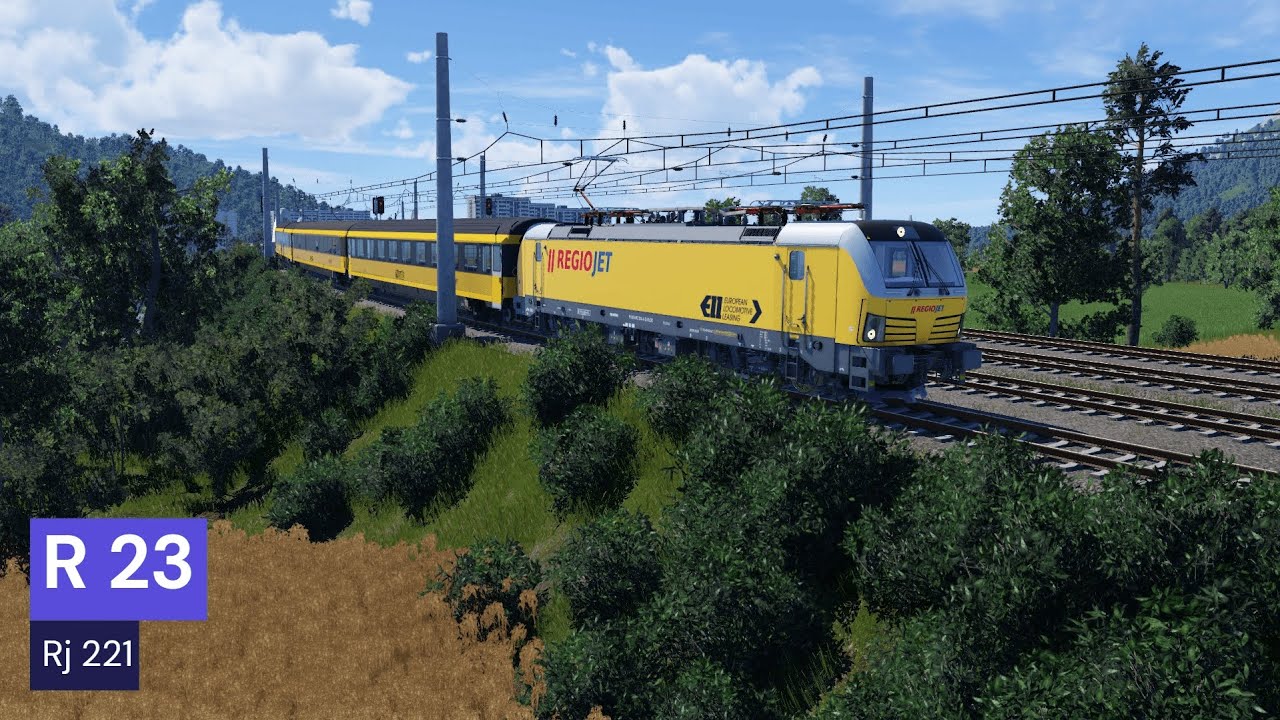 R23 Train Transport Fever 2 | Fictional map of Czechia | R23 Šafov to Nový ...