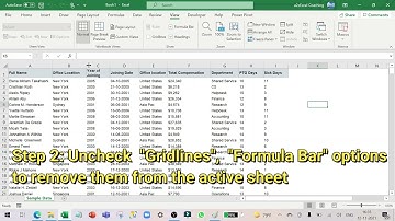 Hide the Gridlines and formula bar in Excel Sheet