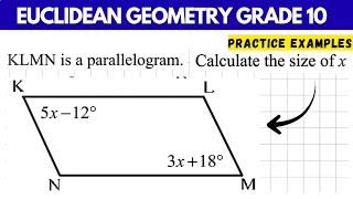 Euclidean Geometry Grade 10 | Parallelogram ( Practice Examples ) Wealth