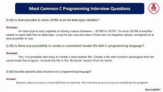 Famous Top 40 C Programming Interview Questions And Answers| Most Common C Programming Interview Questions Profile