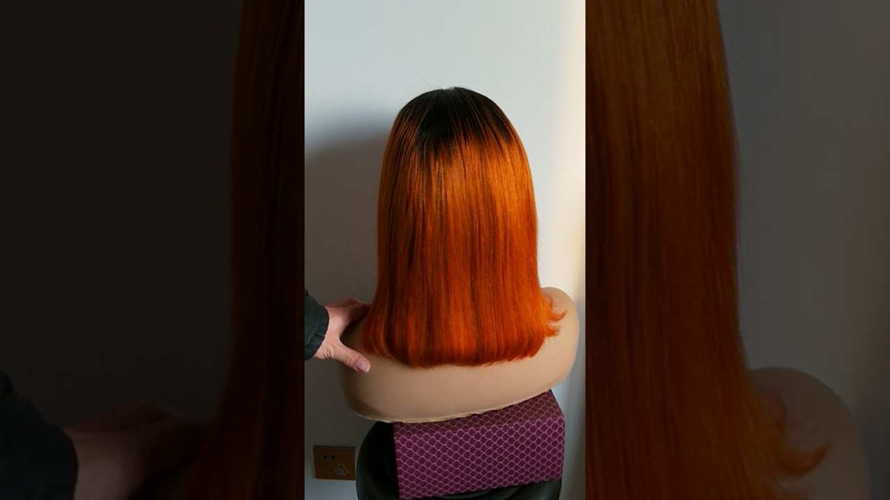 orange 1b lace front wig with baby hair human hair wig