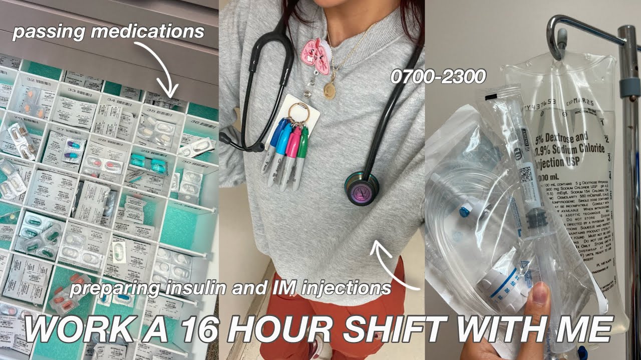 DAY IN THE LIFE AS A NURSE // 16 hour shift, preparing insulins & IM ...