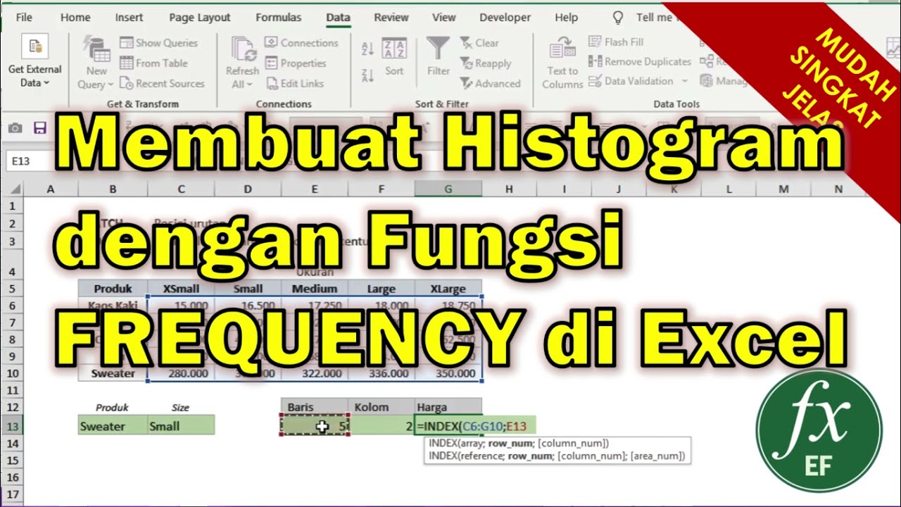 Cara Membuat Histogram dengan Fungsi FREQUENCY di Excel 