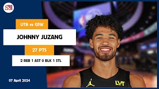 JOHNNY JUZANG 27 PTS 2 REB 1 AST 0 BLK 1 STL | vs GSW 07 Apr 23-24 UTA Player Highlights