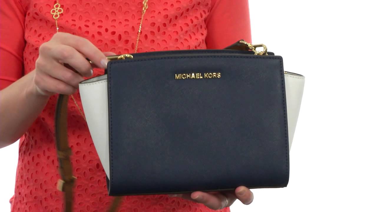 michael kors black selma medium messenger