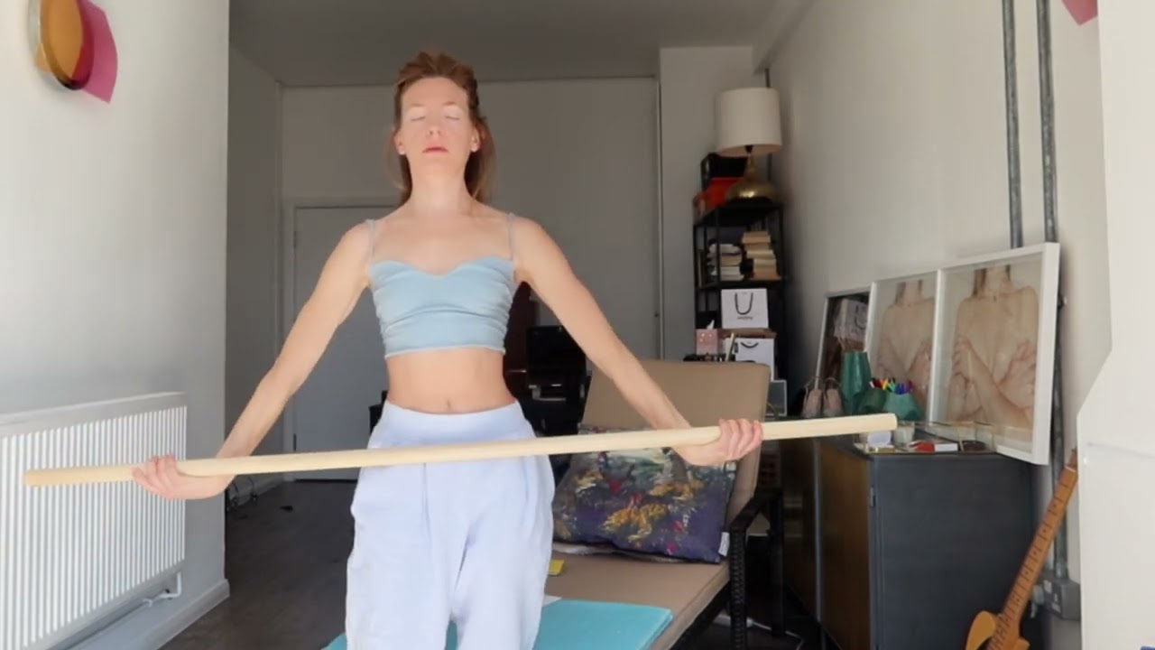 Martial Arts Bo Staff warm up for shoulders