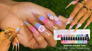Lets Create Sweater GEL X Nails 🧶 + Saviland Airbrush Gel Polish Kit Review