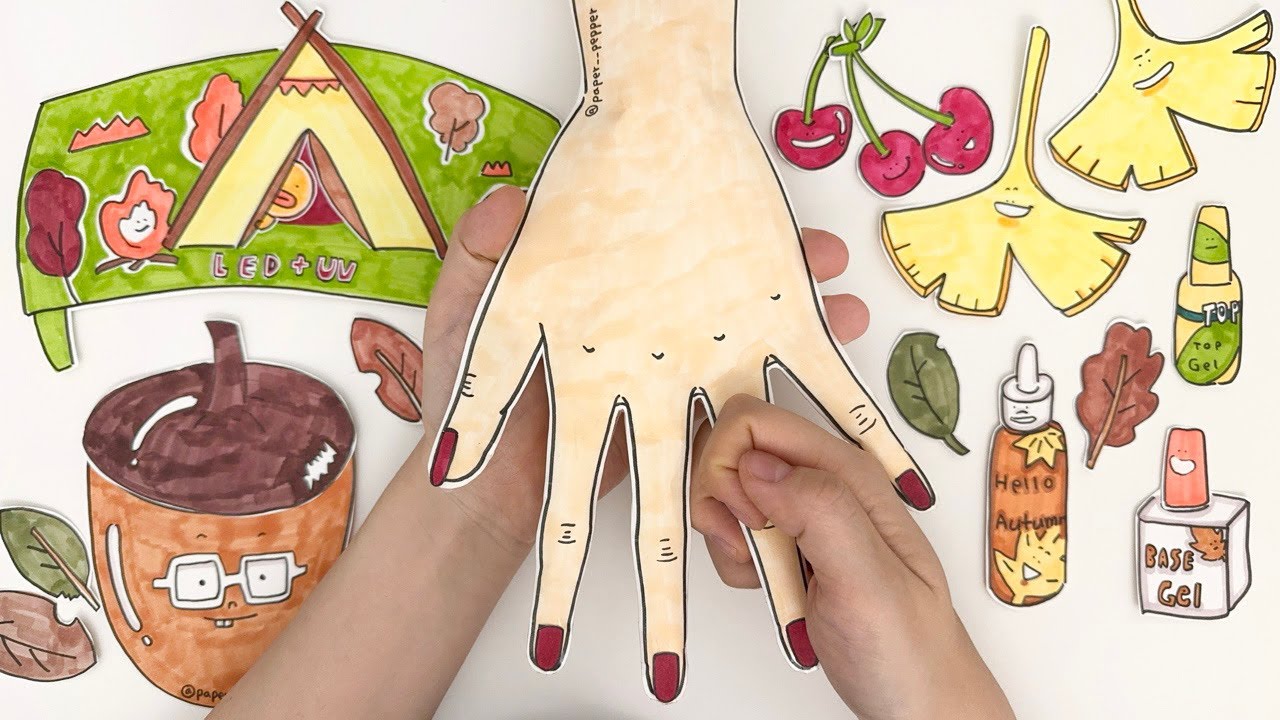 [🚀paper ASMR] 가을 감성 가득! 네일아트 & 손 마사지 🍂 Fall Nail Art & Relaxing Hand Care 🔇No music 종이놀이