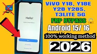 Vivo Y18/Y28/T3 Lite 5G FRP Bypass Android 15 | New Method 2026 Without PC (100% Working)