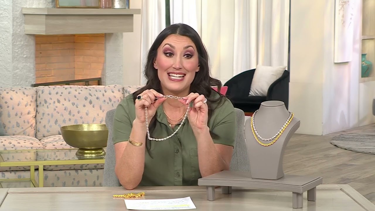 BellaOro Marine Link 18" Necklace, 14K Gold Over Resin on QVC