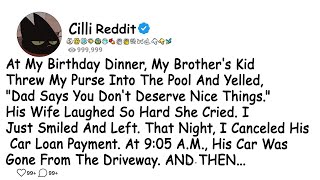 At My Birthday Dinner, My Brother’s Kid Threw My Purse Into The Pool And Yelled, “Dad Says You Don’t