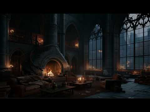 Rainy Night in a Medieval Castle 🏰🔥 | Thunderstorm & Fireplace Sounds for Sleeping