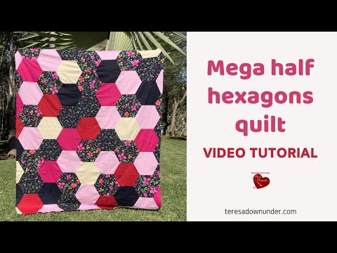 Mega half hexagons quilt block video tutorial 