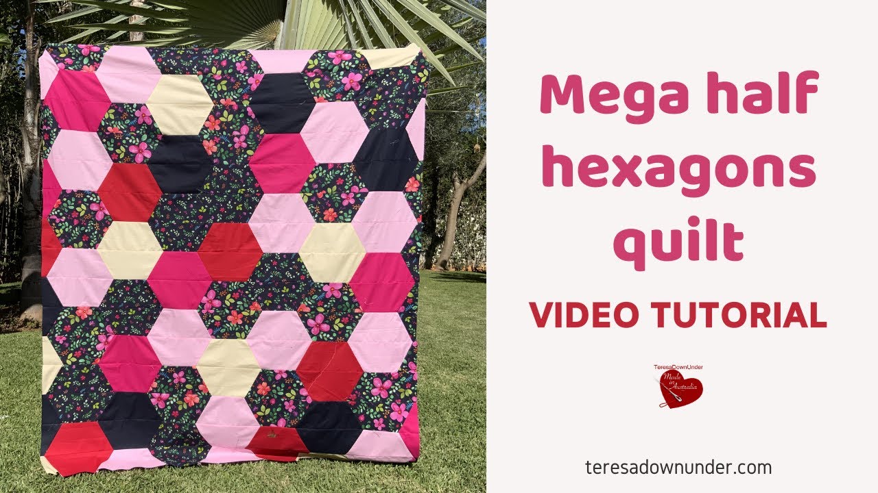 Mega half hexagons quilt block video tutorial 
