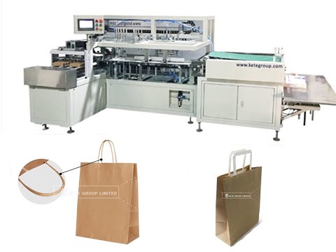 Automatic paper bag handle pasting machine - twisted handle and flat handle