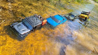 SUVs against the CURRENT! ... EVERYONE drowned! ... RC OFFroad 4x4, Traxxas, Axial, RGT