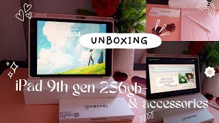 Unboxing ✨ iPad 9thgen 256gb silver + cute accessories / Apple pencil alternative