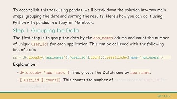 Grouping and Sorting Data in Pandas: Count Users by Application in Descending Order