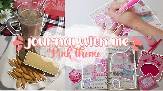 JOURNAL WITH ME | PINK THEME FOR 100 SUBSCRIBERS  | CUTE STICKERS | 6 RING BINDER