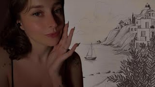ASMR Saturday Scribble Session • 08 (sleepy trigger words and background wave sounds)