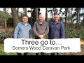 Three blokes eat food and drink lots in caravans  at somers wood caravan park warwickshire