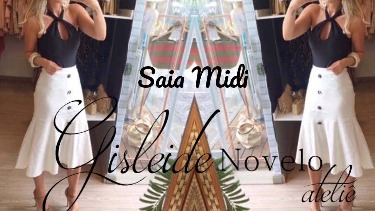 SAIA MIDI CREPE FOLHO EM BAIXO - Cru