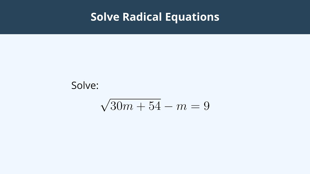 Solve Radical Equations - 4 - YouTube