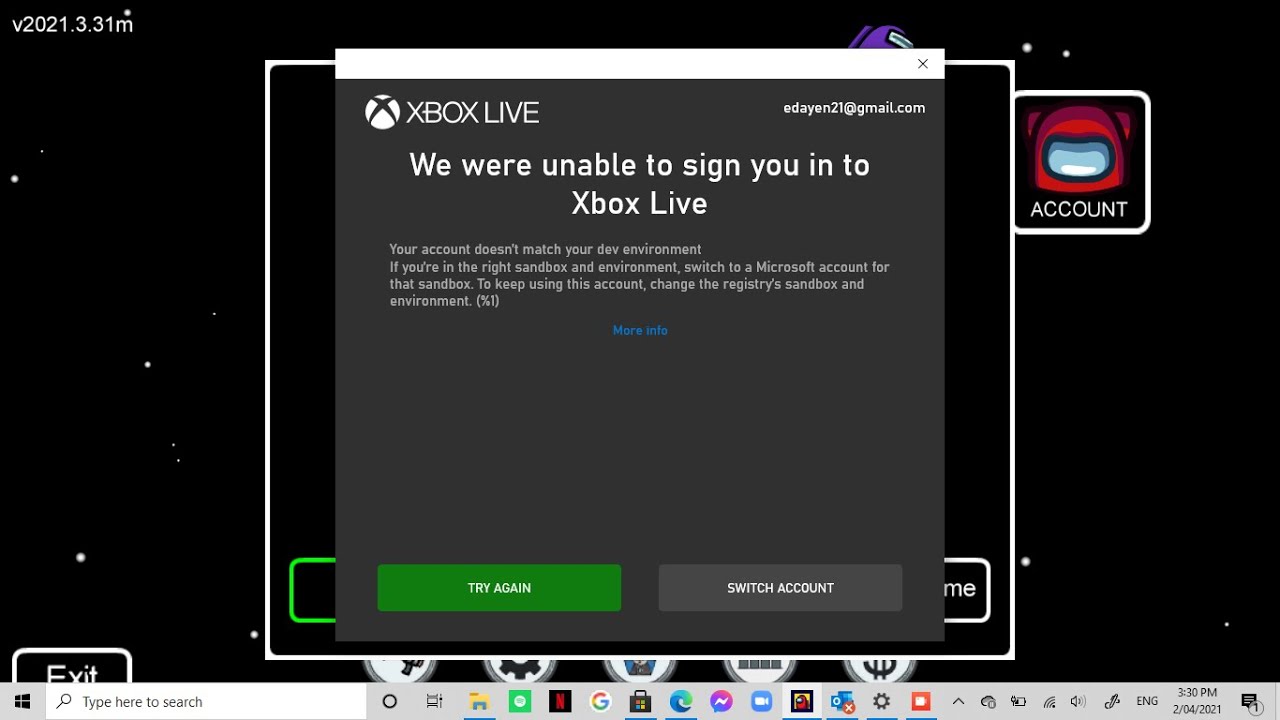 Among Us xbox live error on PC cant log in YouTube