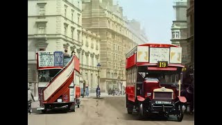 Great colorized film about London&#39;s buses and taxis in 1924 [A.I. enhanced &amp; new method colorized]