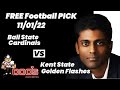 Free Football Pick Ball State Cardinals vs Kent State Golden Flashes , 11/1/2022 College Football