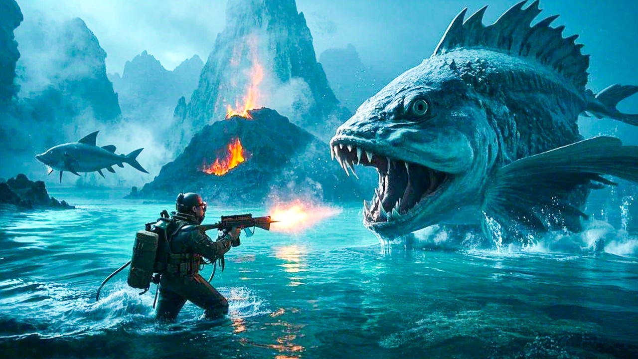【悬疑💥Movie】海底火山爆發驚動巨獸，巨大魚頭怪對探險隊緊追不放，下一秒他們就進魚肚子裡了 