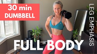 30min DUMBBELL WORKOUT full body + leg emphasis [build muscle at home] screenshot 3